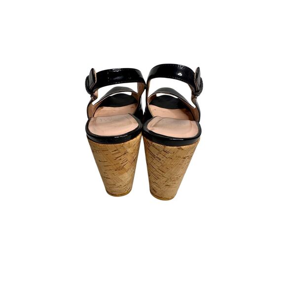 Stuart Weitzman black patent leather peep toe sling back wedges size 8.5 - Picture 4 of 14